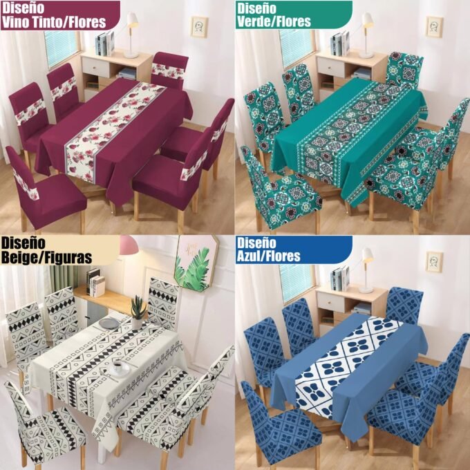 Set Mantel De Comedor + 6 Fundas para Sillas